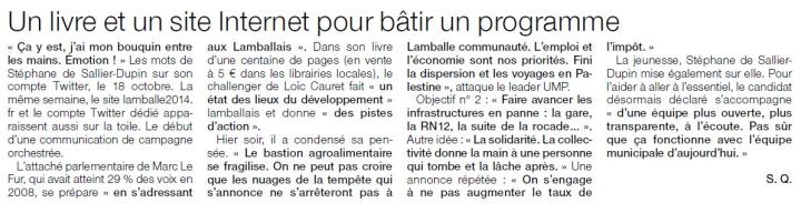 Ouest-France le 23 octobre 2013