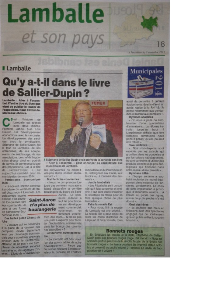 Qu'y a t-il dans le livre de Sallier Dupin ?