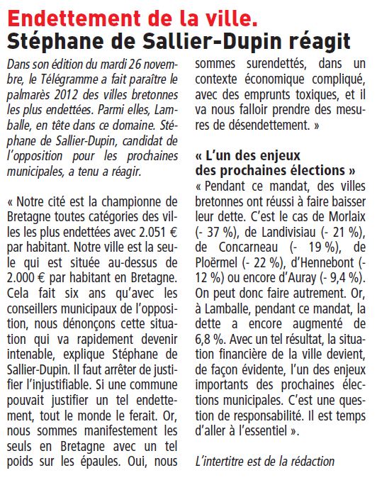 Le Télégramme - mercredi 27 novembre