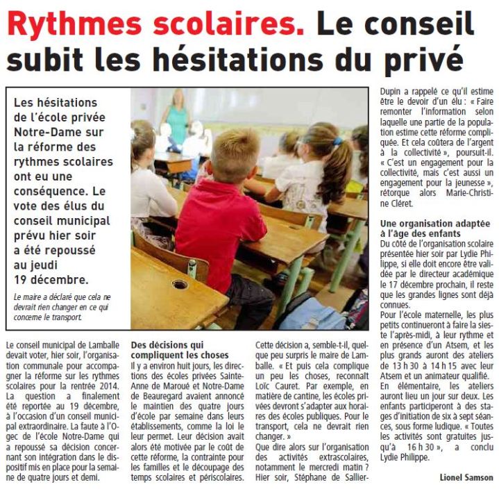 Le Télégramme - 12 décembre 2013