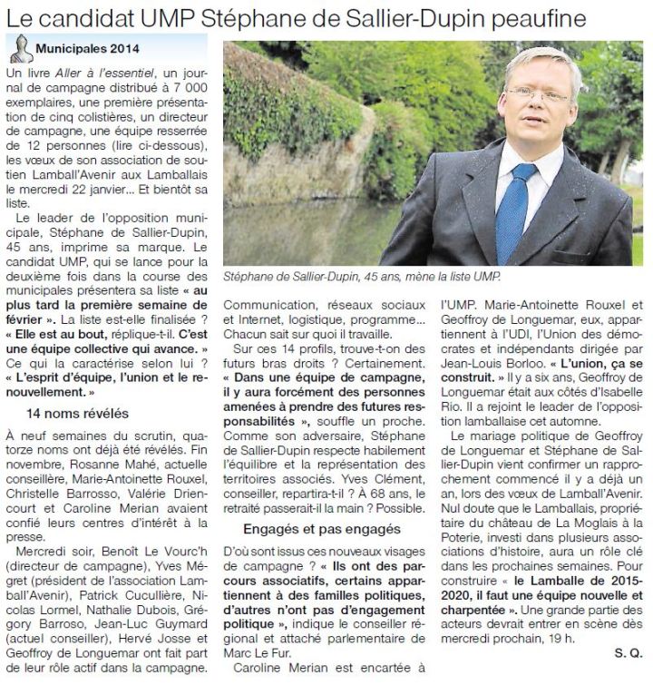 Stéphane de Sallier Dupin Peaufine sa liste