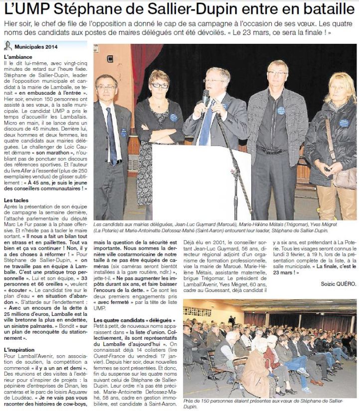 Ouest-France le 23 janvier 2014