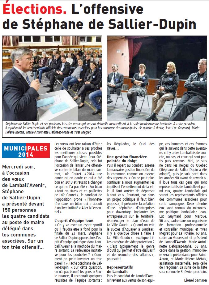 Le Télégramme - 24 janvier 2014