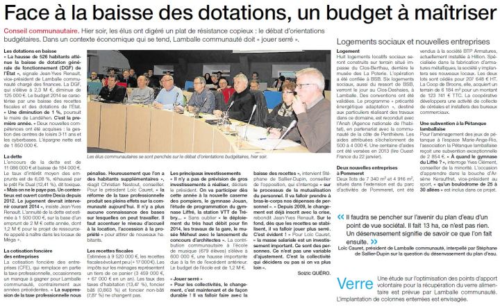 Ouest-France - 31 janvier 2014