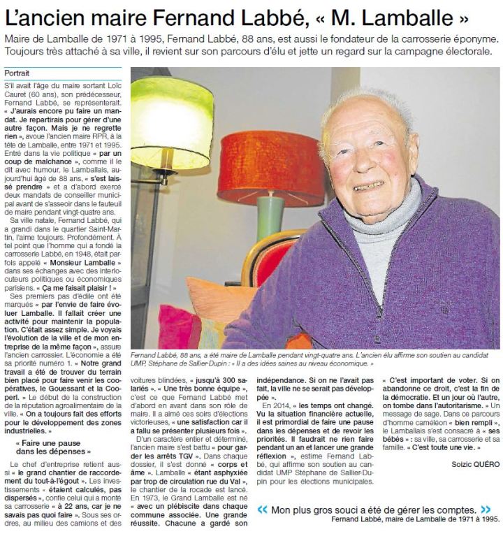 Ouest-France le 17 février 2014