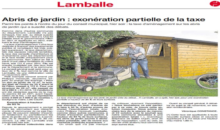 Abris de jardin exonération partielle de la taxe